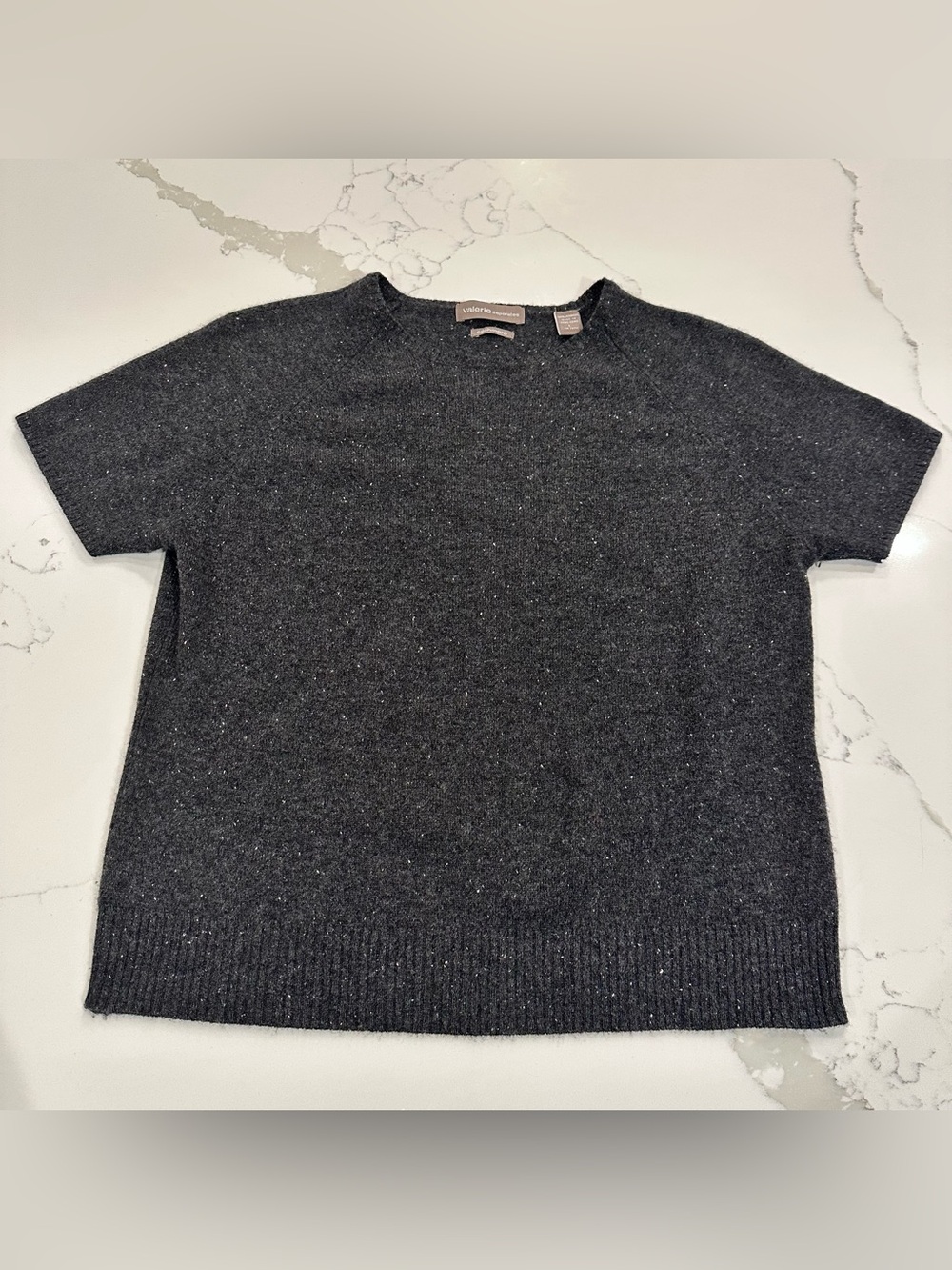Valerie Separates Cashmere Sweater Gray Short Sleeve L Speckled Quiet Luxury